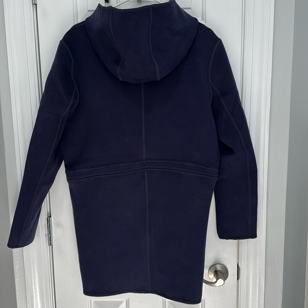 LULULEMON WOMENS CITY BOUND WRAP SNAP BUTTON REVERSIBLE HOODED JACKET BLUE LARGE